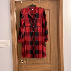 Buffalo plaid shirt dress